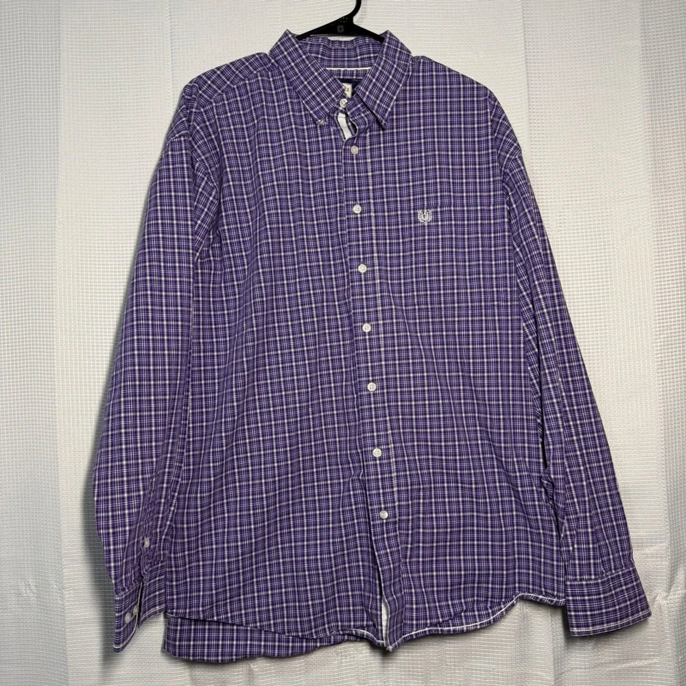 Panhandle Rough Stock Button Down Shirt XL Purple Plaid Long Sleeve ROD4258